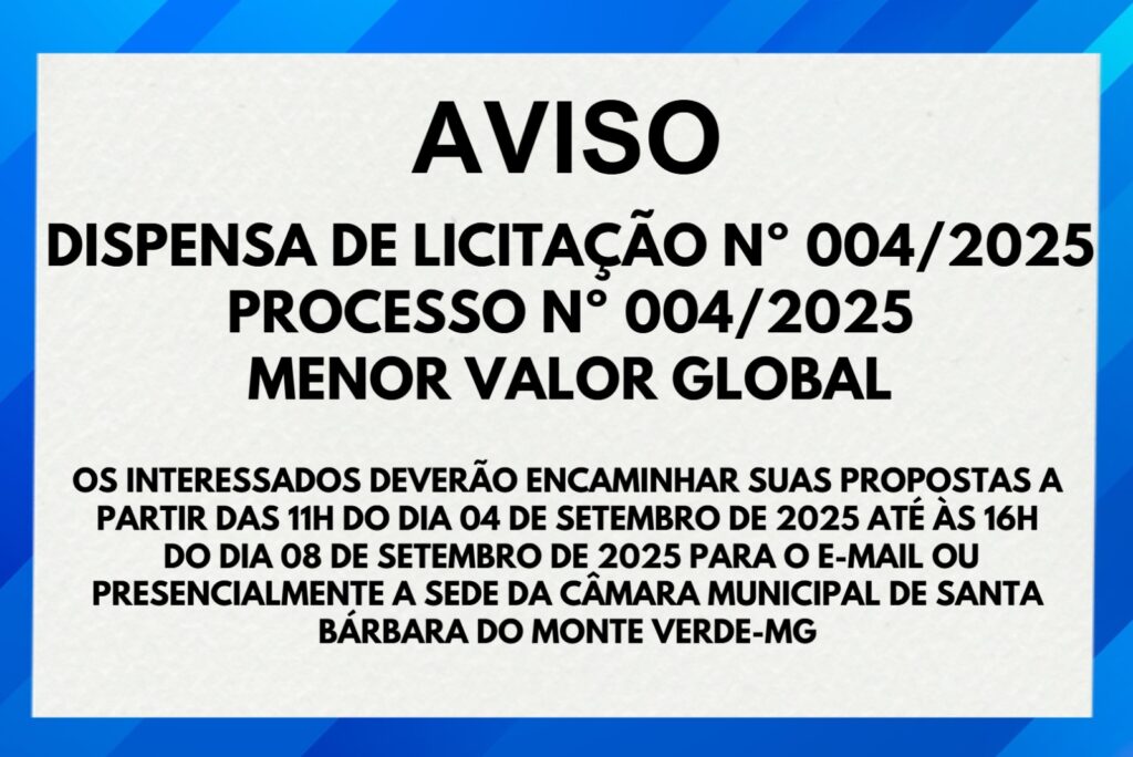 AVISO DE DISPENSA DE LICITAÇÃO N° 04/2025
