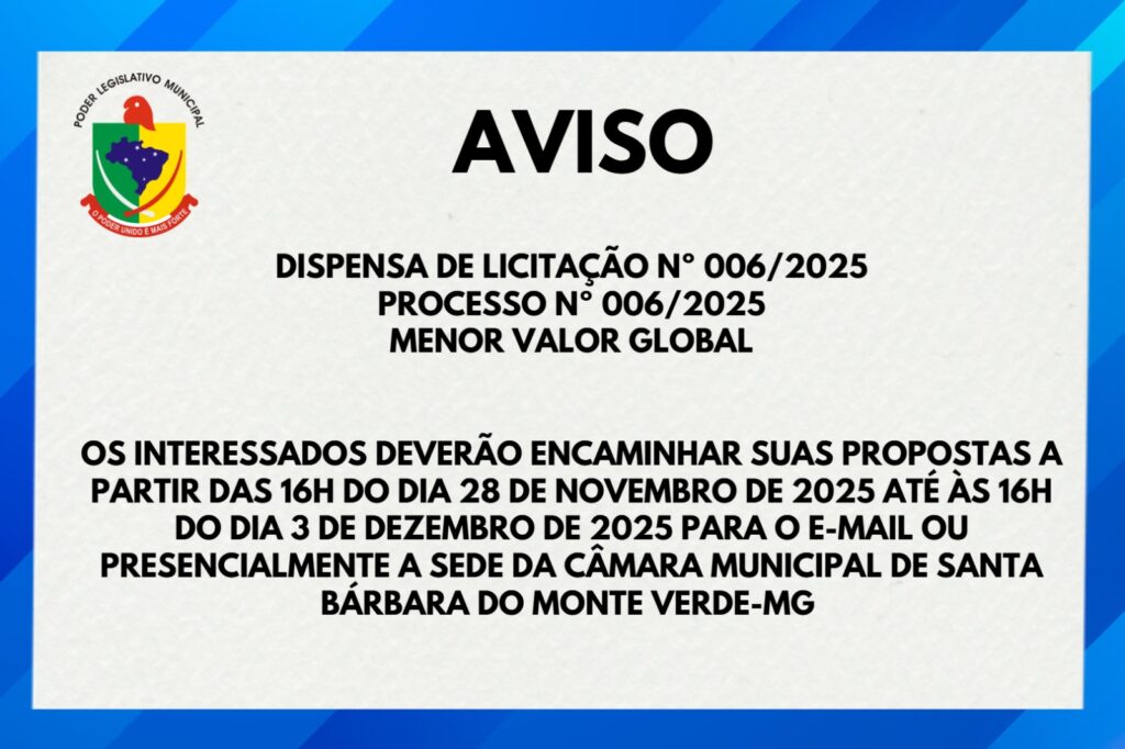 AVISO DE DISPENSA DE LICITAÇÃO – DISPENSA DE LICITAÇÃO  n.º 06/2025